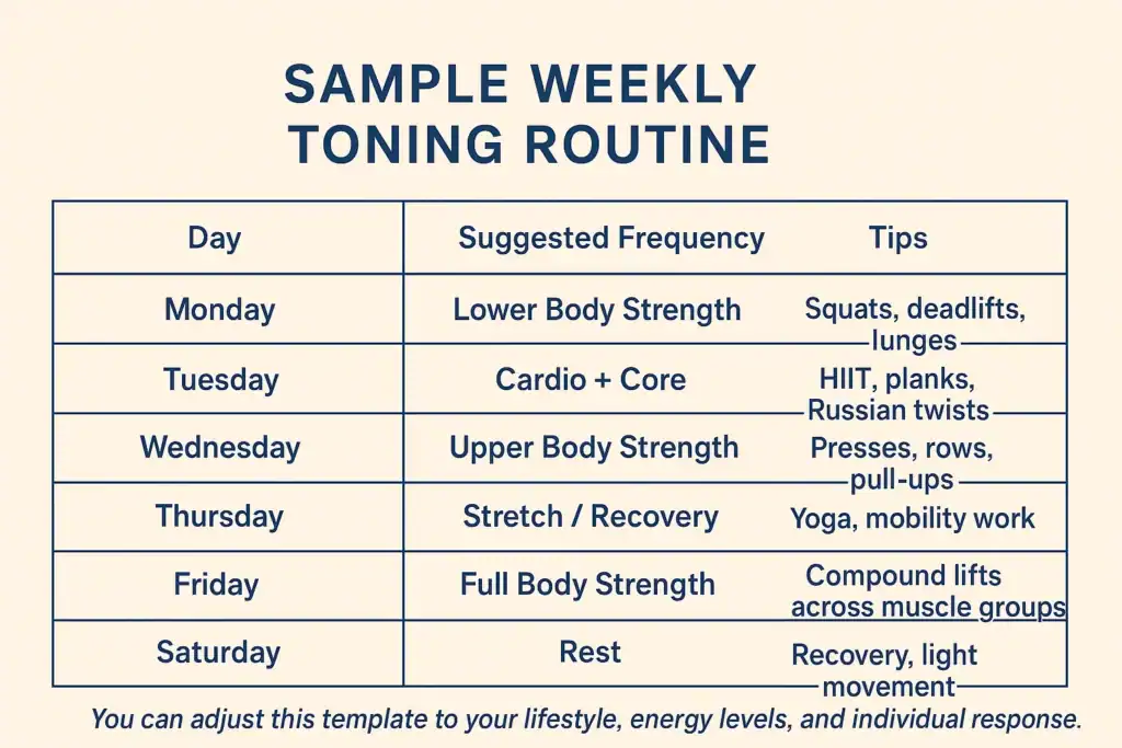Achieving the Perfect Tone: How Often Should You Exercise for Results? 4 Weekly exercise Hertfordshire plan graphic