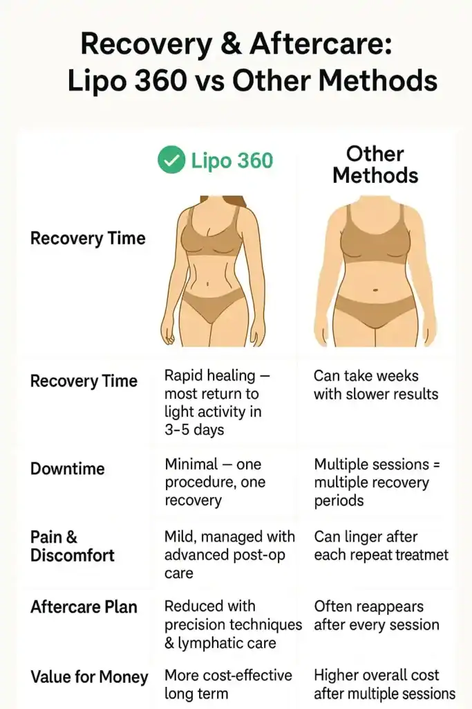 Recovery and Aftercare for Fat-Dissolving Surgery 2 Table to show fat dissolving injection aftercare Hertfordshire