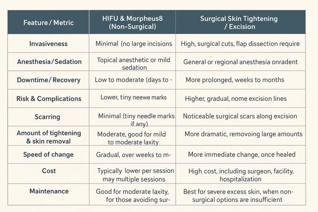 The Science of Skin Tightening 2 Table of skin tightening Hertfordshire benefits compared to surgical options