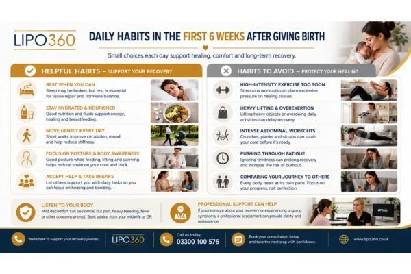 What to Do (and Avoid) in the First 6 Weeks After Giving Birth To Avoid Diastasis Recti 3 First 6 Weeks After Giving Birth To Avoid Diastasis Recti Hertfordshire : Daily Habits in the First 6 Weeks After Giving Birth